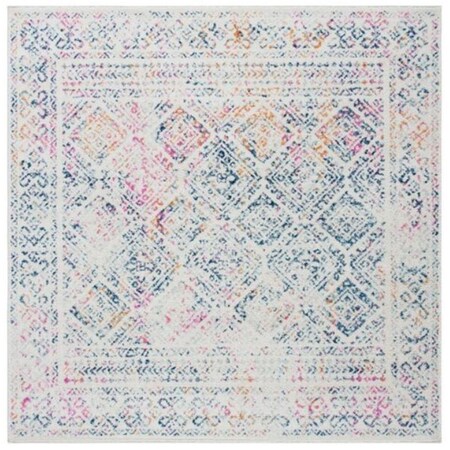 Safavieh 5 x 5 ft. Tulum Global Square Power Loomed Rug Ivory & Dark Blue TUL264D-5SQ